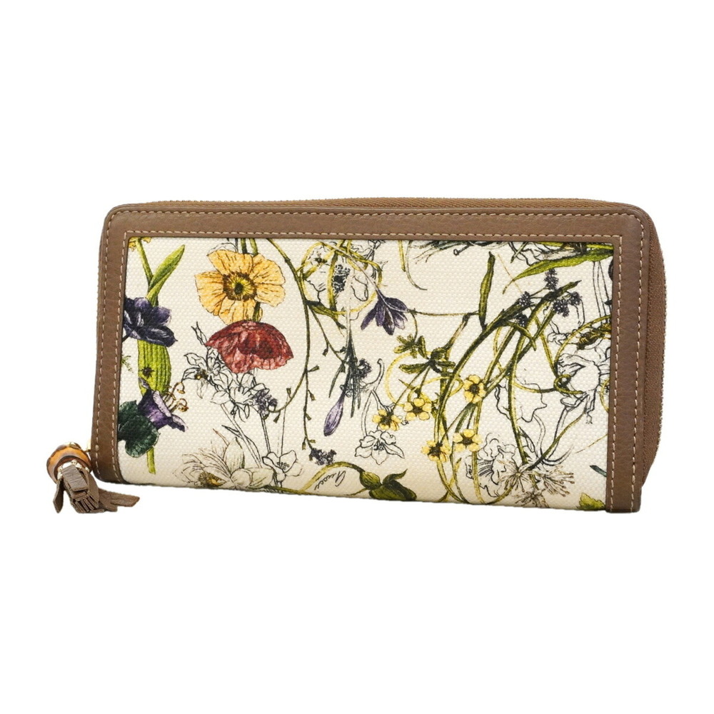 Gucci long wallet, Bamboo Flora, 307984, canvas, brown.
